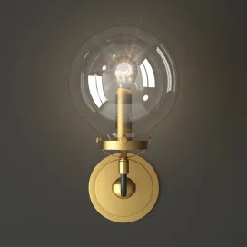 Bra bistro globe clear glass single sconce brass